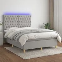 Letto a Molle Materasso e LED Grigio Chiaro 140x200 cm Tessuto 3135677