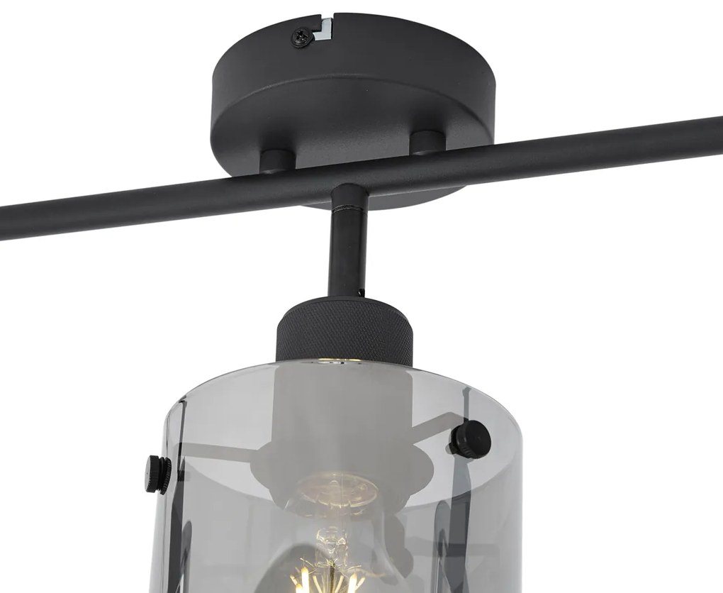 Faretto da soffitto di design nero con vetro fumé 3 luci - Domo