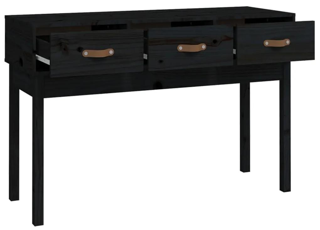 Tavolo consolle nero 114x40x75 cm in legno massello di pino