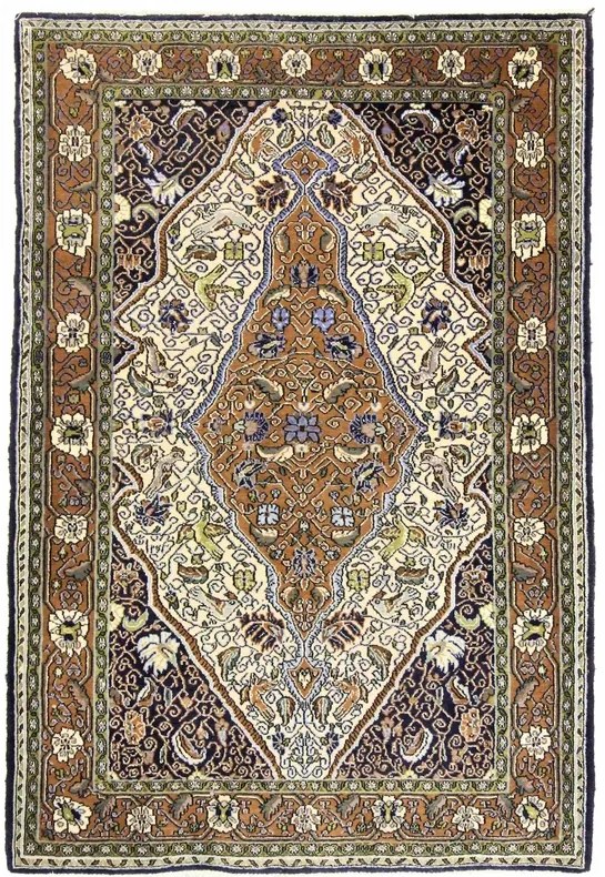 Ghom Tappeto persiano 160 x 110 Beige (Iran) Annodato A Mano