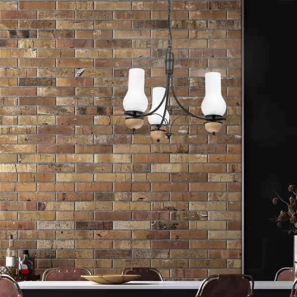 Brilagi - Lampadario LED a catena COTTAGE 3xE14/40W/230V rovere/nero/bianco
