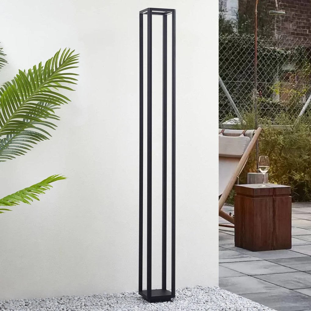 Lucande lampada LED da esterno Thorvid, altezza 180 cm, nera Thorvid, Nero, Alluminio, Moderno