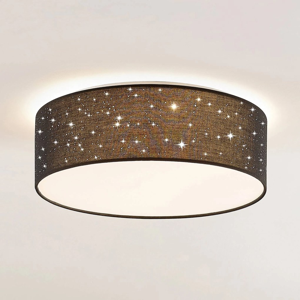 Lindby plafoniera LED Ellamina, 40 cm, nera, tessuto