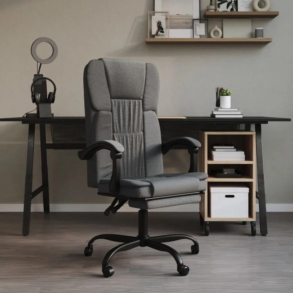 Sedia Da Ufficio Reclinabile Grigio Scuro İn Tessuto /