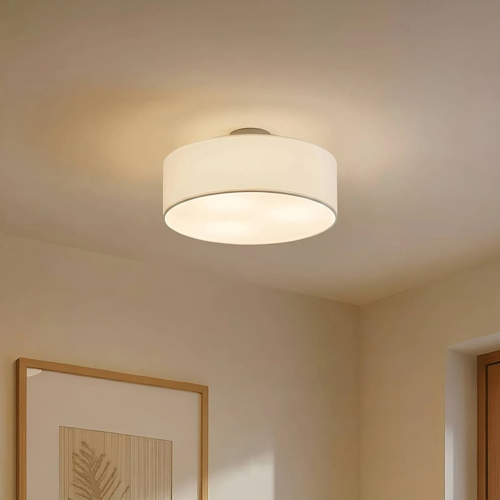 Plafoniera soffitto Sebatin Lindby, dimmerabile, Bianco / Opale, Camera da letto, Tessuto / Stoffa / Seta, Moderno, Plafoniera