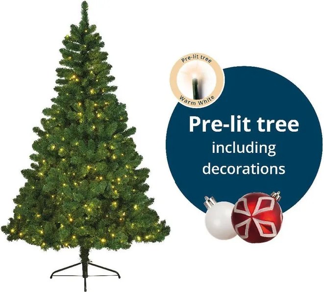 Albero di Natale artificiale Deco illuminato verde H 210 cm x ø 137 cm