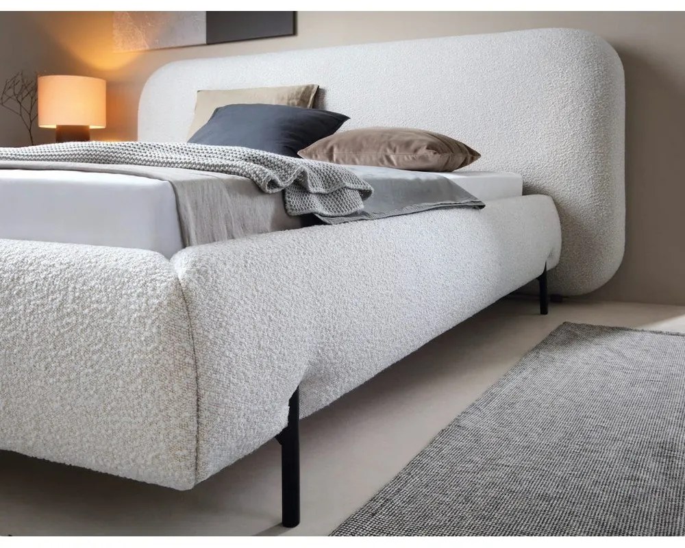 Letto matrimoniale imbottito beige con contenitore e rete inclusi 180x200 cm Pointt – ELTAP