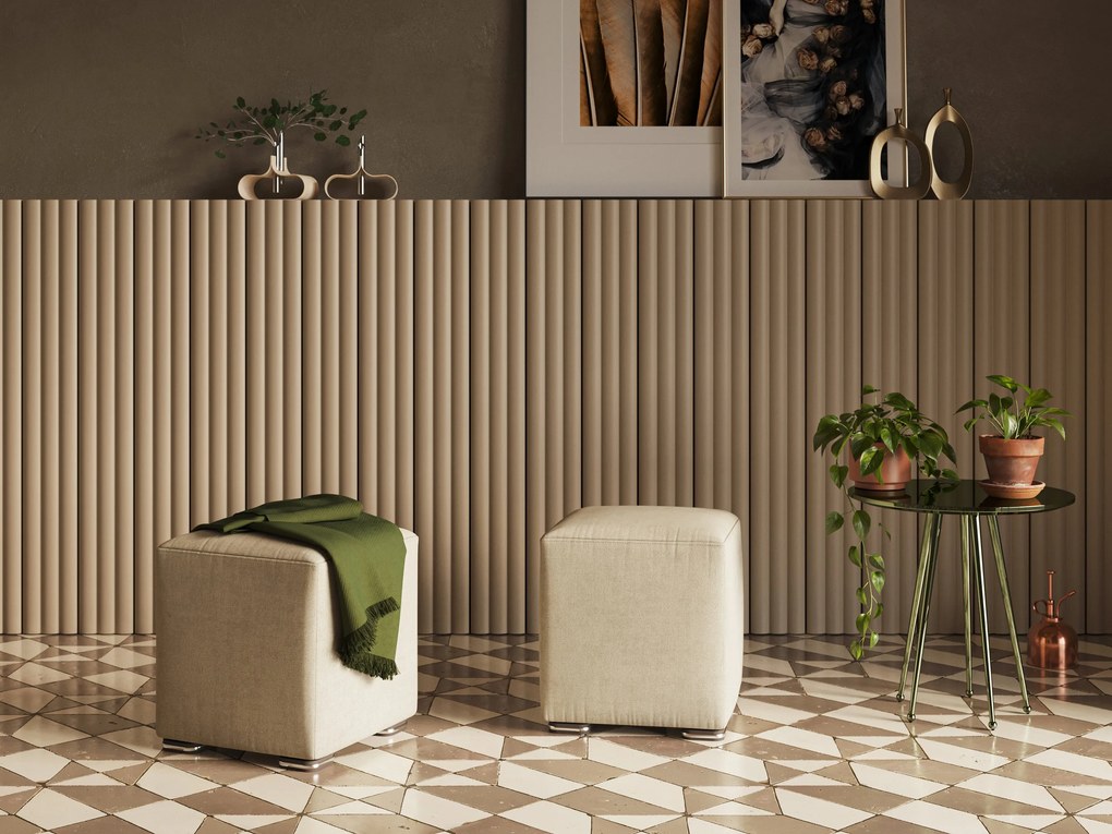 Cube pouf in tessuto morbido impermeabile T02 beige