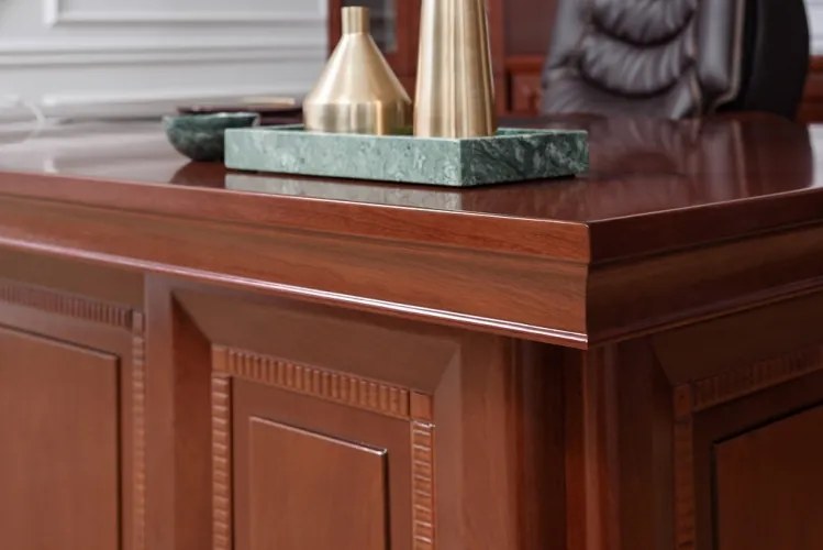 Scrivania studio classica in legno di noce lunga 2,4 metri B710-Arrediorg.it