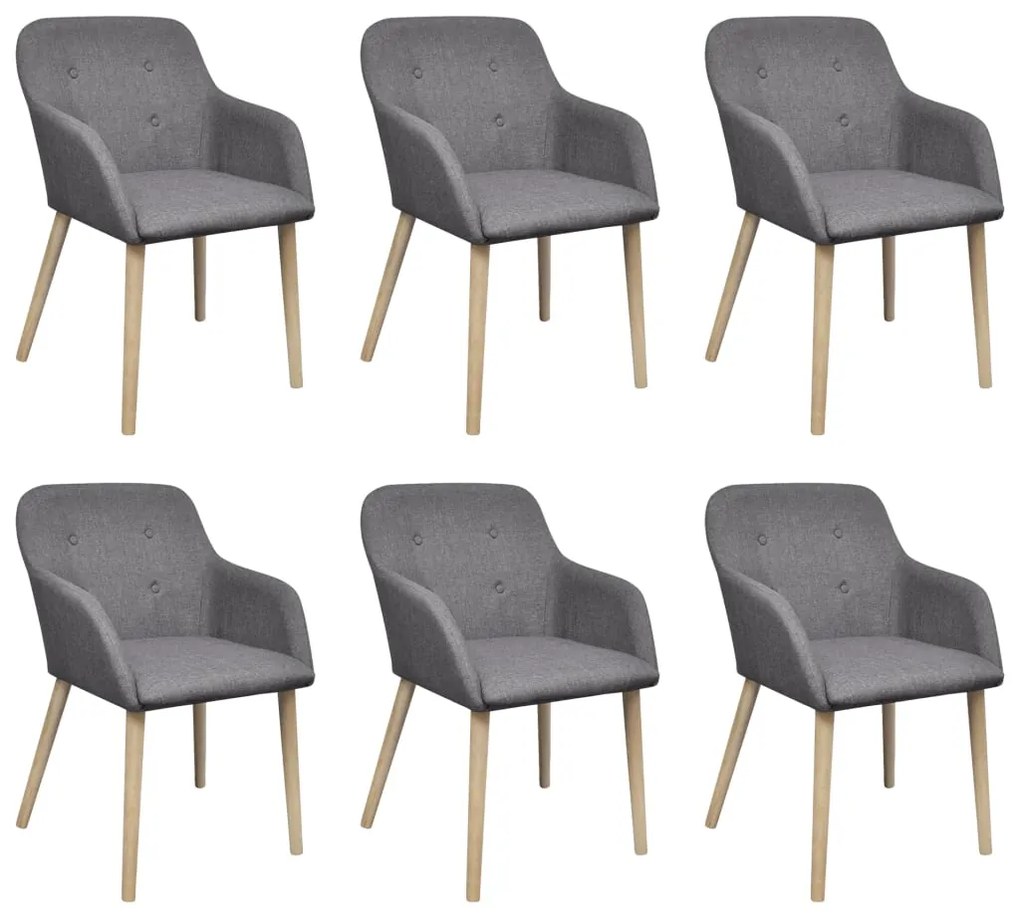 Sedie Da Pranzo 6 Pz Grigio Chiaro İn Tessuto E Massello Rovere /