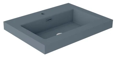 Lavabo da incasso con bordo a vista d'appoggio rettangolare vasca centrale Nantes L 61 x H 6 x P 46 cm in resina avio