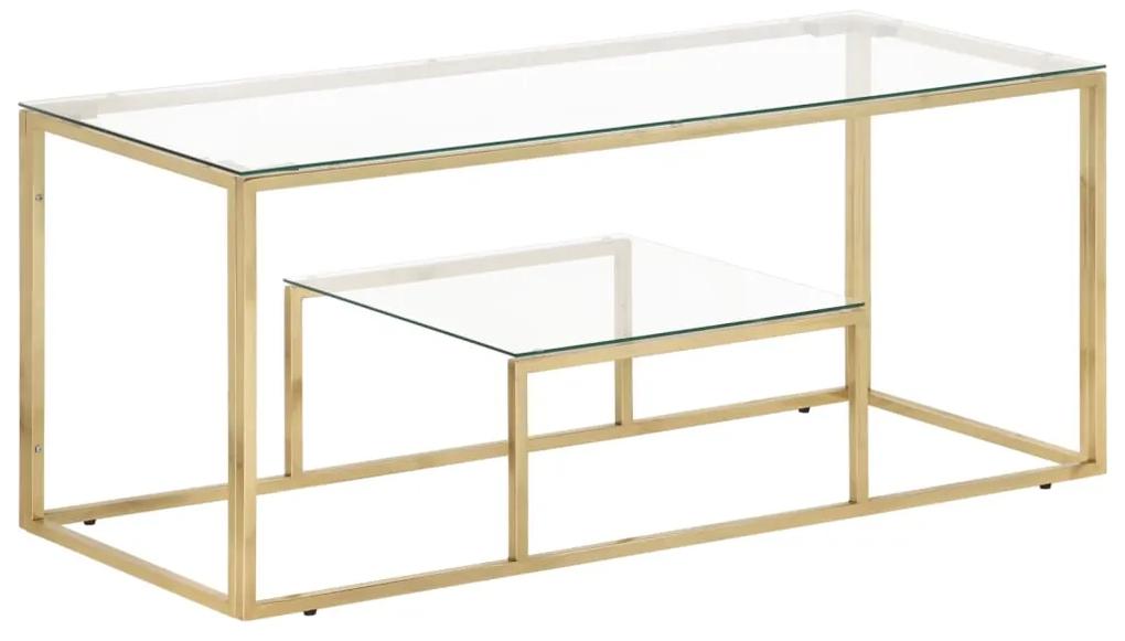 Tavolino salotto dorato acciaio inossidabile e vetro temperato