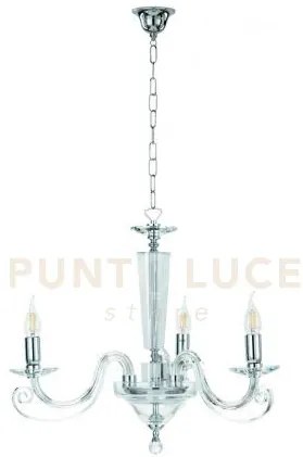 Lampadario cherubini 3 luci cristallo e cromo attacco e14 d.60cm