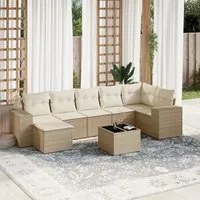 Set Divano da Giardino 8 pz con Cuscini Beige in Polyrattan 3222887