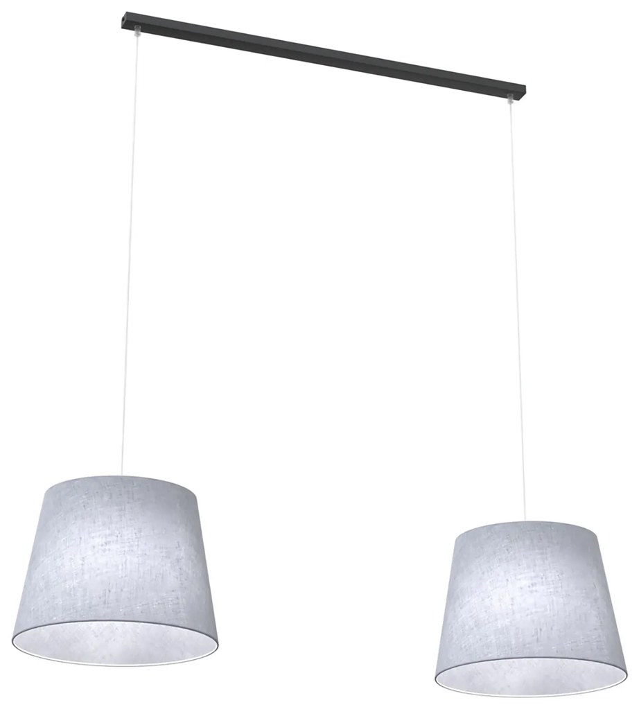 Lampadario A 2 Luci Osiride Con Paralumi In Tessuto Grigio