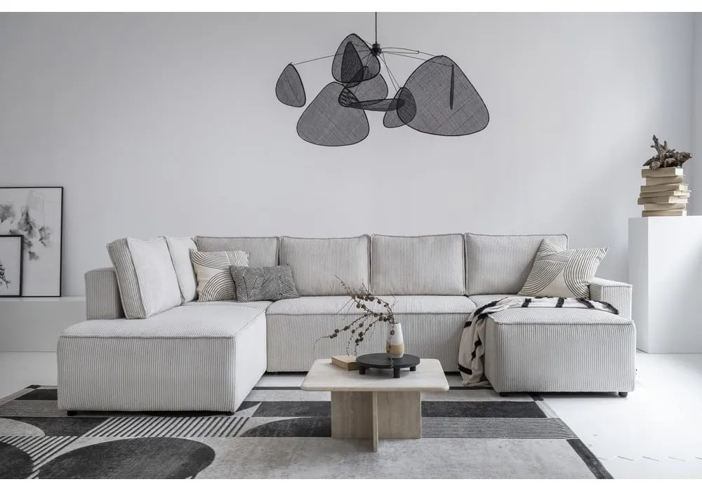 Divano letto angolare in velluto a coste bianco Brave Dave - Miuform