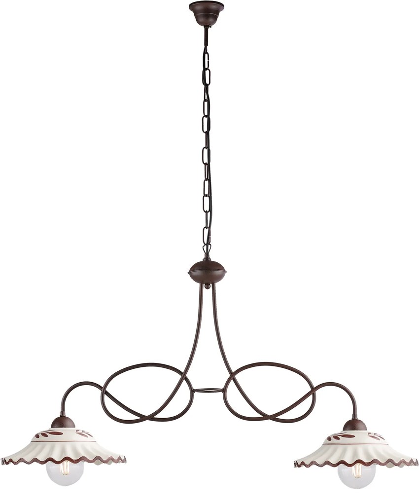 Bilanciere Country Chic Bistrot 2 Luci Ruggine Con Ceramica Vietrese