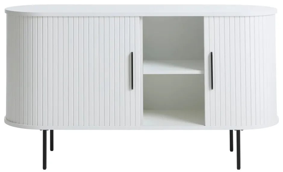 Cassettiera bianca con ante scorrevoli 120x76x45 cm Nola – Unique Furniture