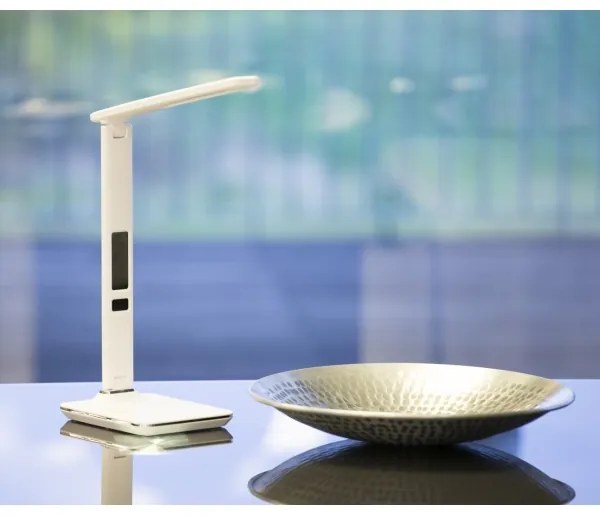 Immax 08934L - Lampada LED da tavolo con display KINGFISHER LED/9W/230V bianco