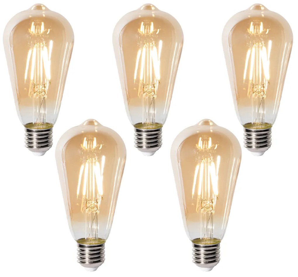 Set di 5 Lampadine LED dimmerabili E27 ST64 Oro 5W 450 lm 2700K