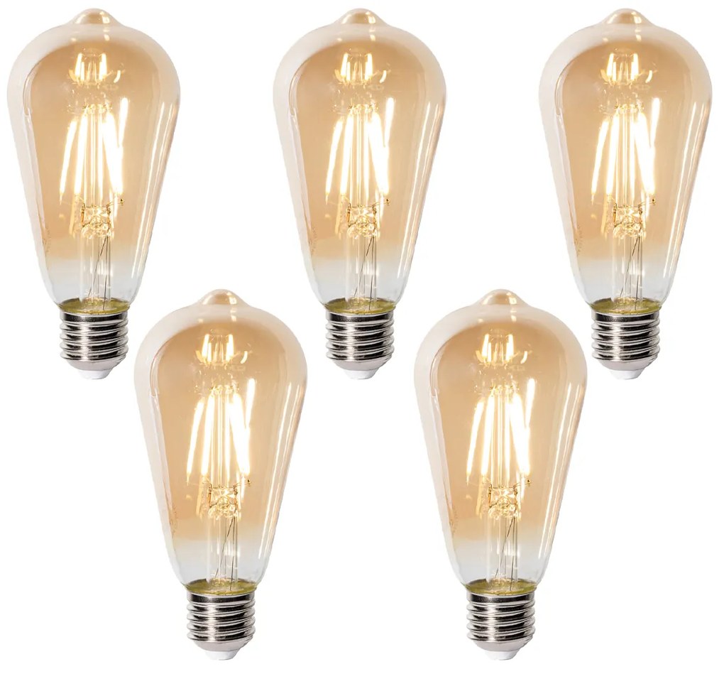 Set di 5 lampadine LED E27 dimmerabili ST64 oro 5W 450 lm 2700K