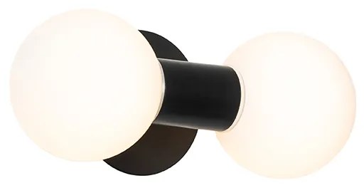 Lampada da parete moderna nera IP44 2 luci - Cederic
