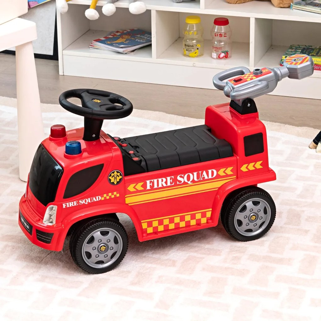 Costway Giocattolo cavalcabile per bambini con funzione bolla musica luci allarme, Monopattino giocattolo per bambini Rosso