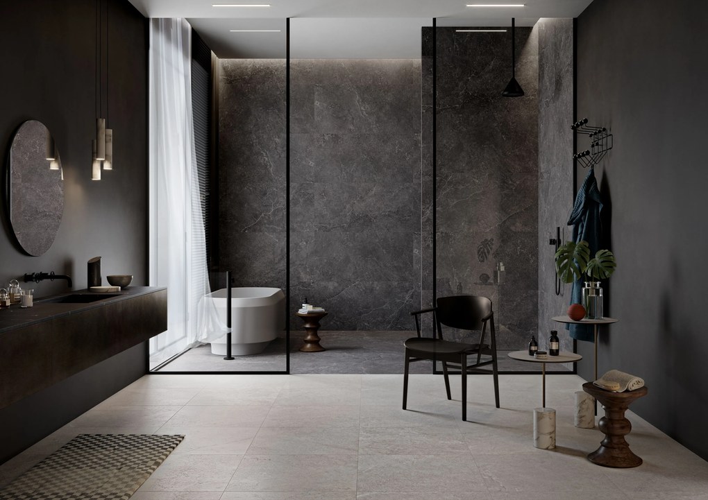 Cotto D'Este Lithos 60x60 carbon naturale rettificato Gres Spessorato 14 mm