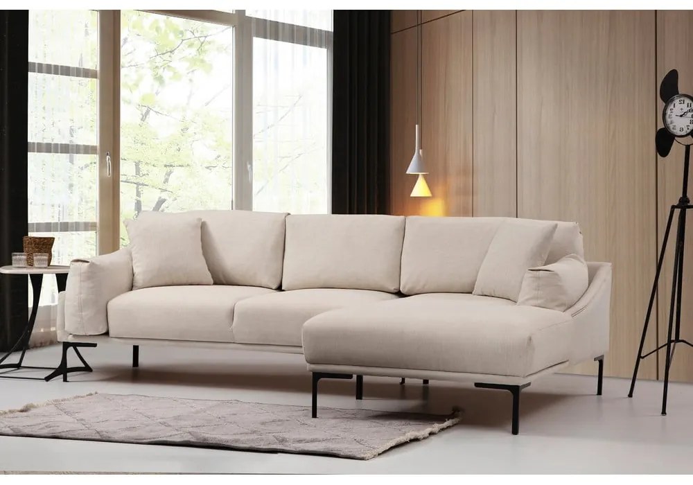 Divano angolare beige chiaro, angolo destro Leo - Artie