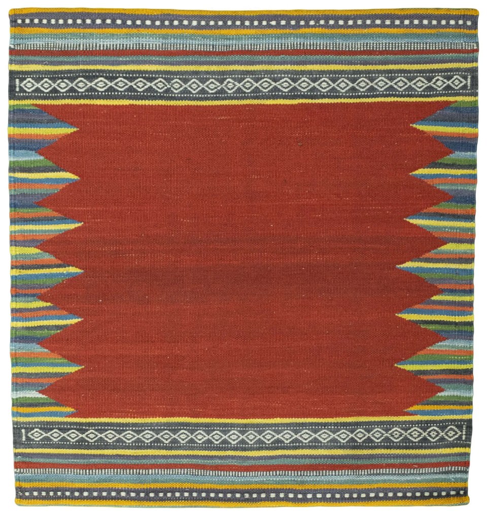 Kilim Tappeto 90 x 90 Rosso (Iran) Tessuto A Mano