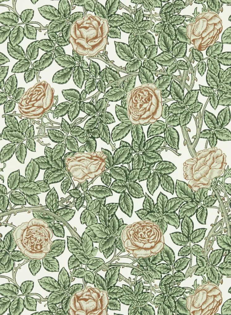 Morris & Co Tapete Rambling Rose - Leafy Arbour/ Pearwood