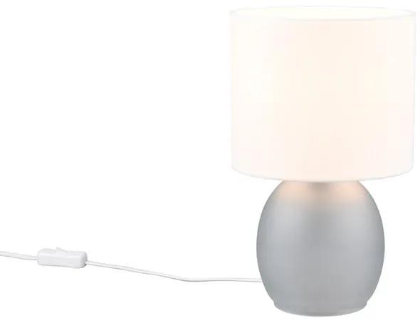 Lampada da tavolo in bianco e argento con paralume in tessuto (altezza 29 cm) Vela - Trio