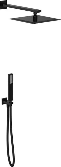 Kit doccia Axum Dark Mirror nero con doccetta e soffione in acciaio inox dotati di ugelli anticalcare