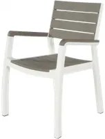 Poltrona keter harmony armchair bianco e tortora sedia con braccioli per esterno arredo giardino