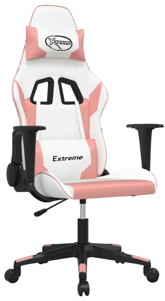 Sedia da gaming bianco e rosa in similpelle