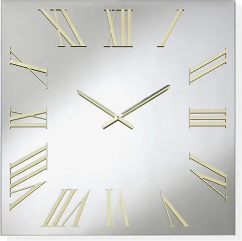 Orologio quadrato in cristallo Chiaro e numeri Oro 80x80 cm - ROGER