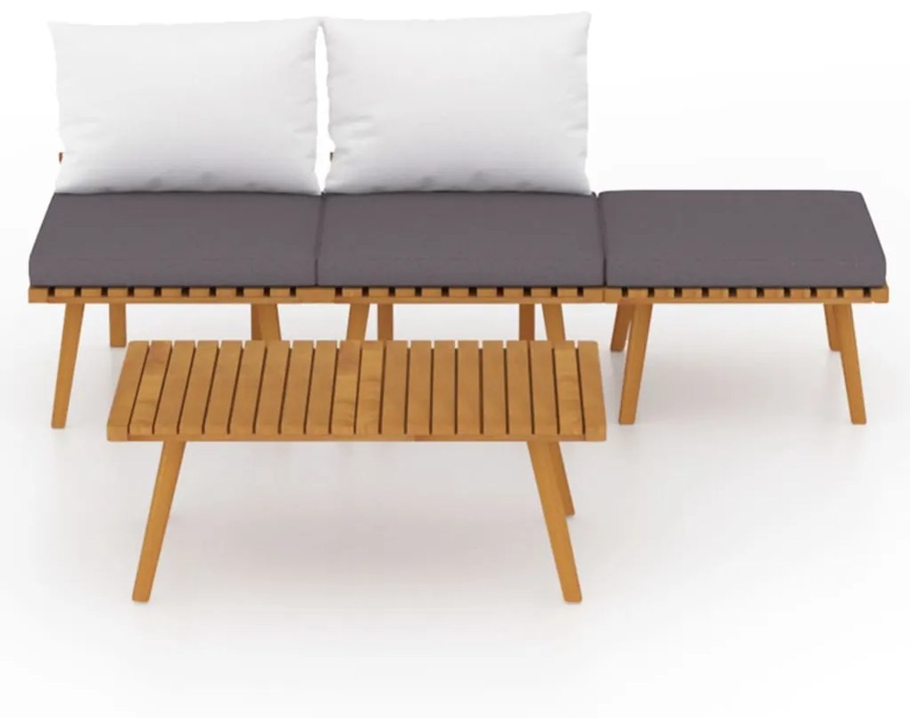 Set divani da giardino 4 pz con cuscini in massello di acacia