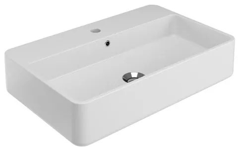 Lavabo da appoggio rettangolare in ceramica L 65 x H 14 x P 20 cm bianco