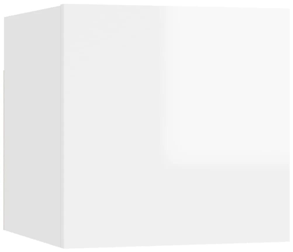 Armadietto a parete per tv bianco lucido 30,5x30x30 cm