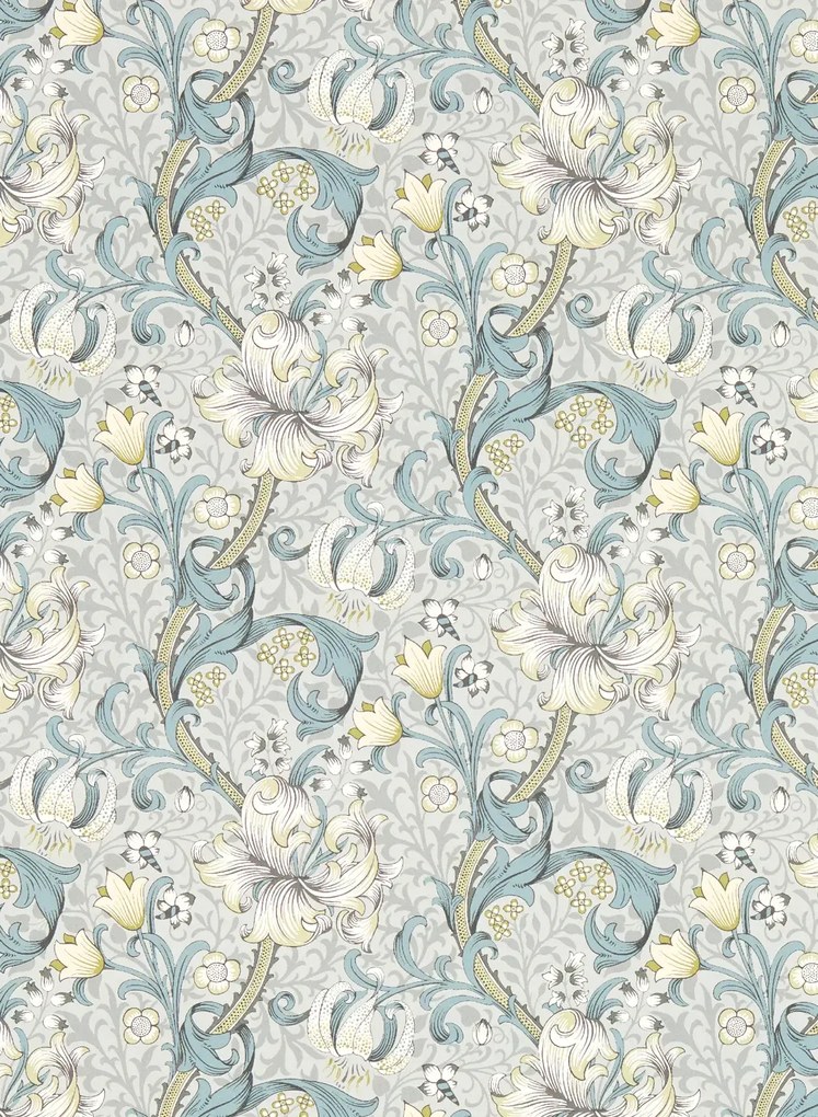 Clarke & Clarke Carta da parati Golden Lily - Slate/ Dove