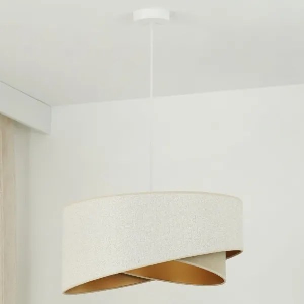 Brilagi - Lampadario LED a sospensione con filo LYRA 1xE27/15W/230V bianco/beige/oro