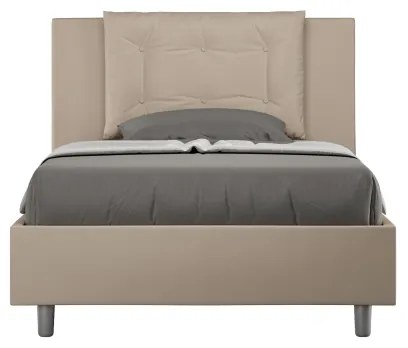 Letto contenitore imbottito 120x190 similpelle tortora Annalisa