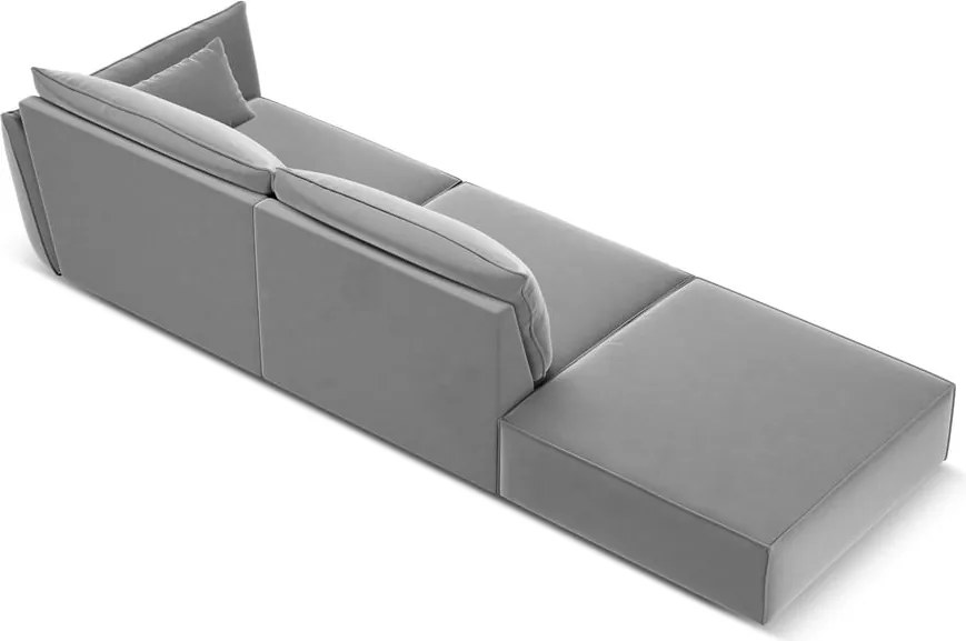 Divano grigio chiaro con penisola a destra con rivestimento in velluto 264 cm Vanda – Mazzini Sofas