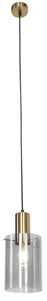 Lampada a sospensione intelligente in ottone con vetro fumé incl. Wifi A60 - Vidra