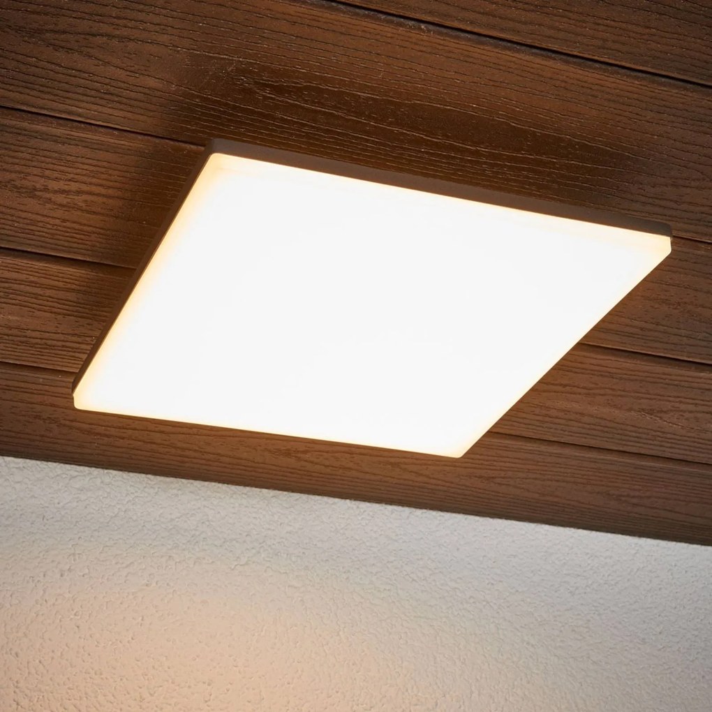 Lucande Plafoniera LED Henni, IP65, sensore, 30x30 cm, antracite