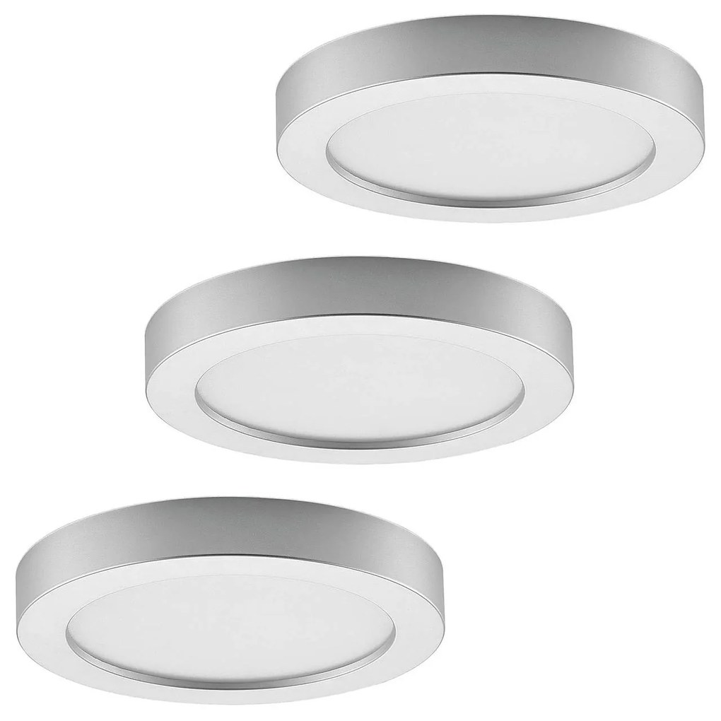 Prios Plafoniera LED Edwina, argento, 25 cm, set di 3