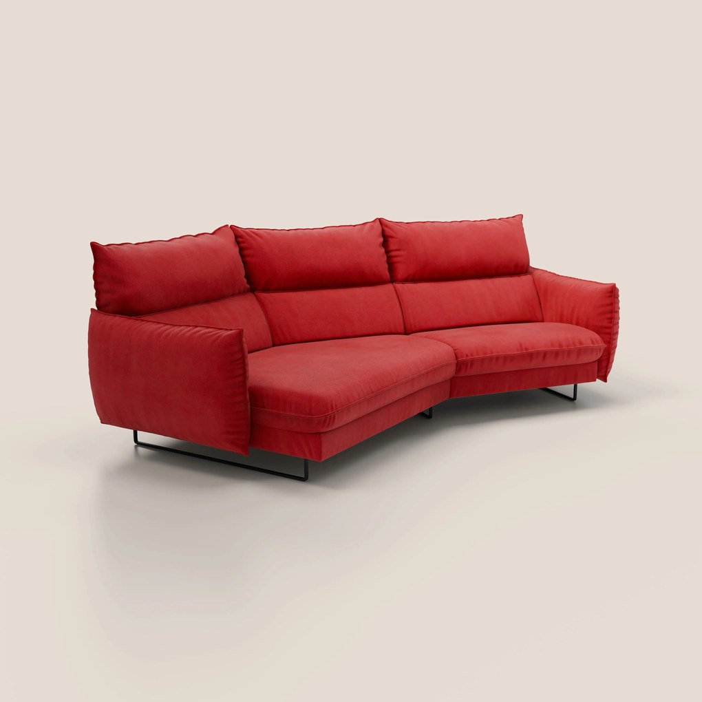 Monamour divano moderno angolare con opzione relax elettrico in microfibra smacchiabile impermeabile T11 rosso
