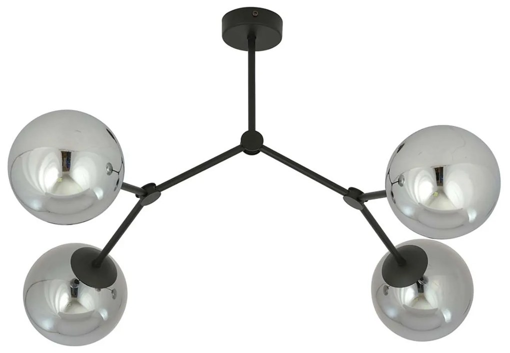 Plafoniera Minimal Iperione Acciaio Nero Grigio 4 Luci E14 Ip20