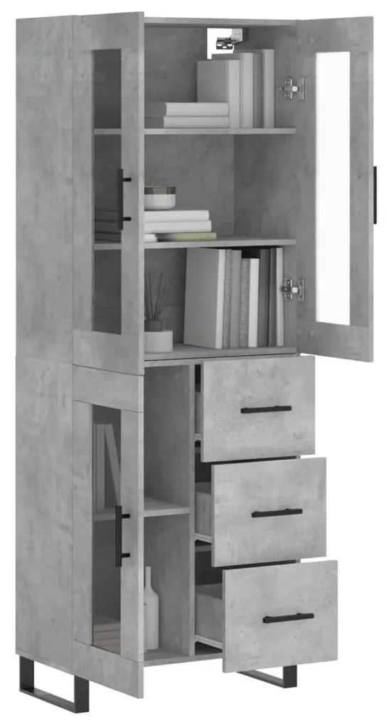 Credenza Grigio Cemento 69,5x34x180 cm in Legno Multistrato