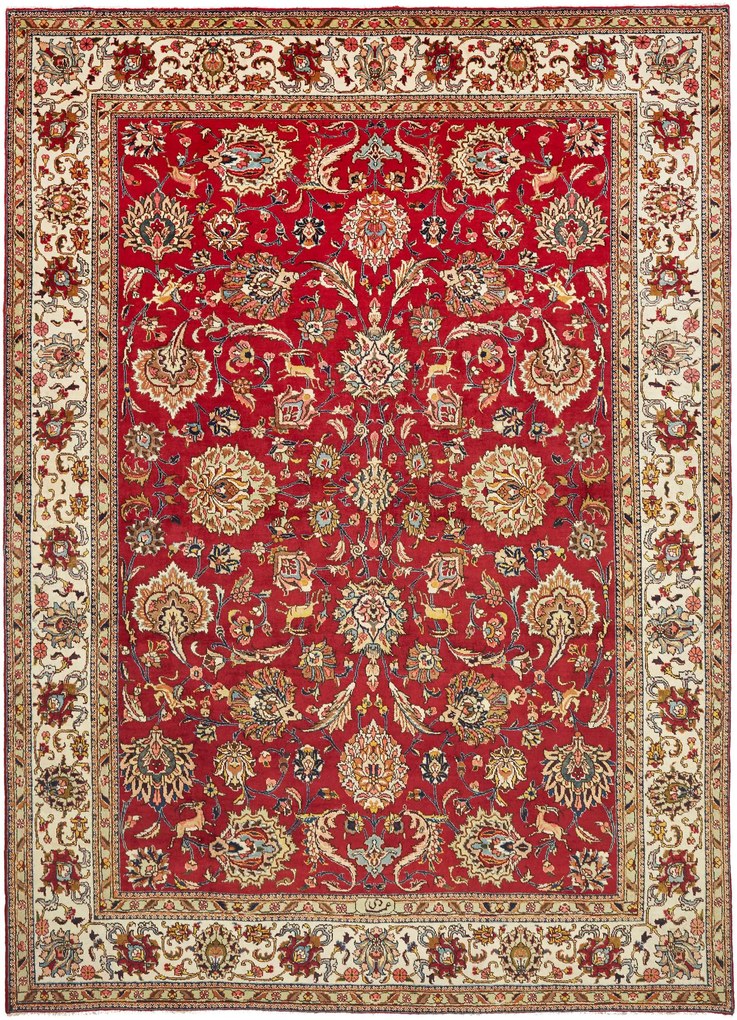 Tabriz Tappeto 250 x 340 Rosso (Iran) Annodato A Mano